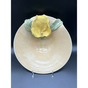 Moran Pottery Bowl 3D Raised Yellow Flower 10x4 Signed B Moran ‘05